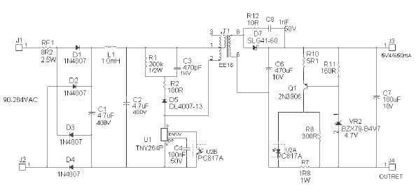 DER-35, 3.5W CV/CC Adapter using TNY264P