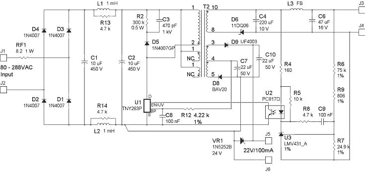 DER-41, 3.7W Power Supply Reference Design Using TNY263P