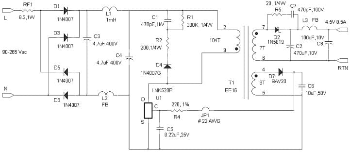 DER-42, 2.25 Power Supply Reference Design Using LNK520P