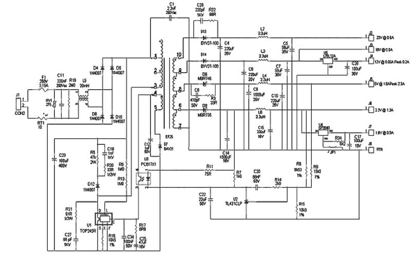 DER-50, 30W Multiple Output Power Supply using TOP245R