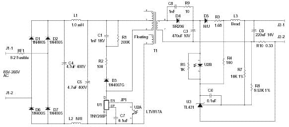 DER-6, 3.6W Charger Reference Design Using TNY266P