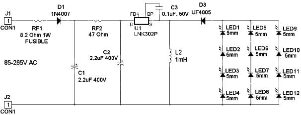 DER-92, 0.5W Non-Isolated Buck-Boost Converter using the LNK302P