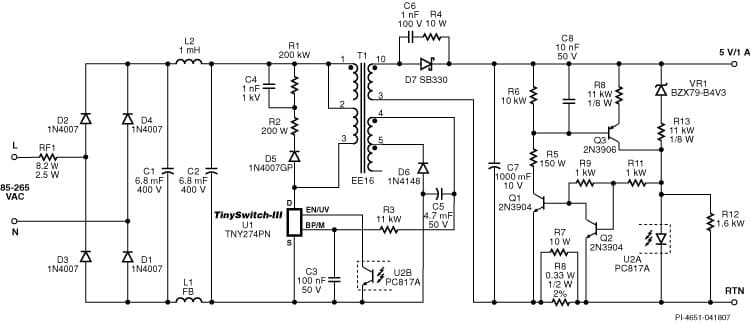 DI-113, TNY274PN, 5W, High Efficiency Charger for Portable Audio Players