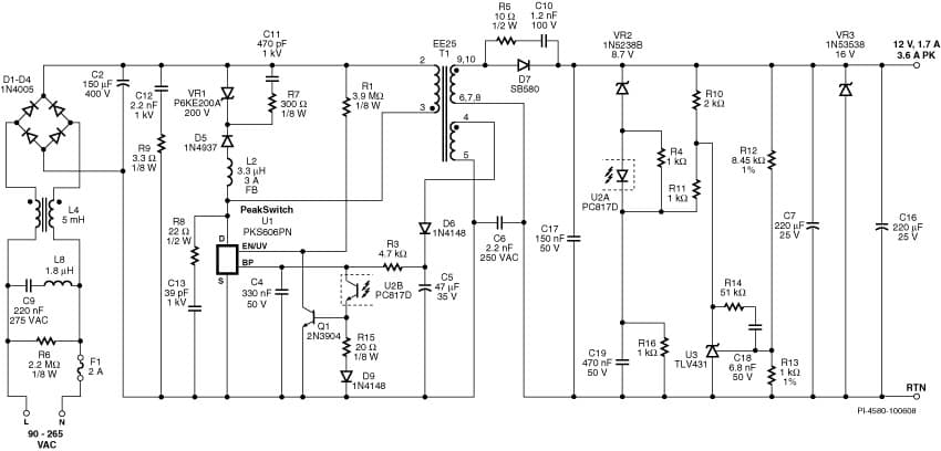 DI-134, PKS606PN, Audio Amplifier Power Supply Reference Design