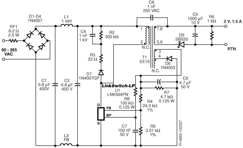 DI-154, LNK564PN, 3W, Low Cost High Efficiency CV/CC Charger