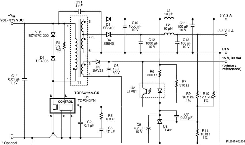 DI-17, TOP242YN, 17W, PC Standby Reference Design