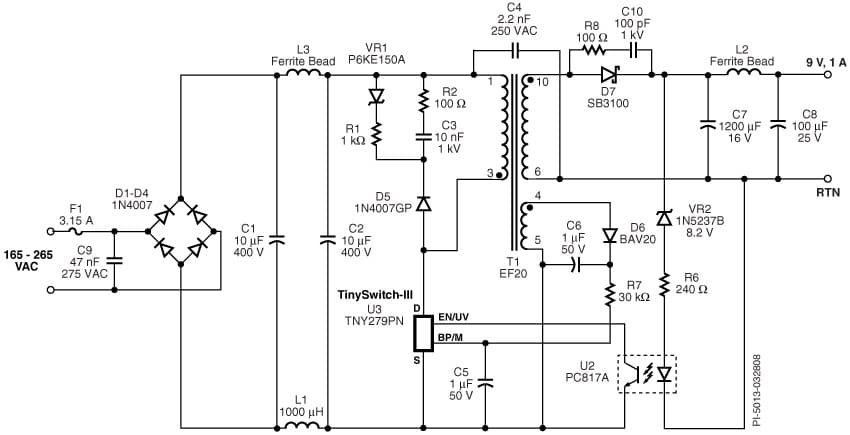 DI-177, TNY279PN, 9W, High Ambient Temperature Supply for Oven Control