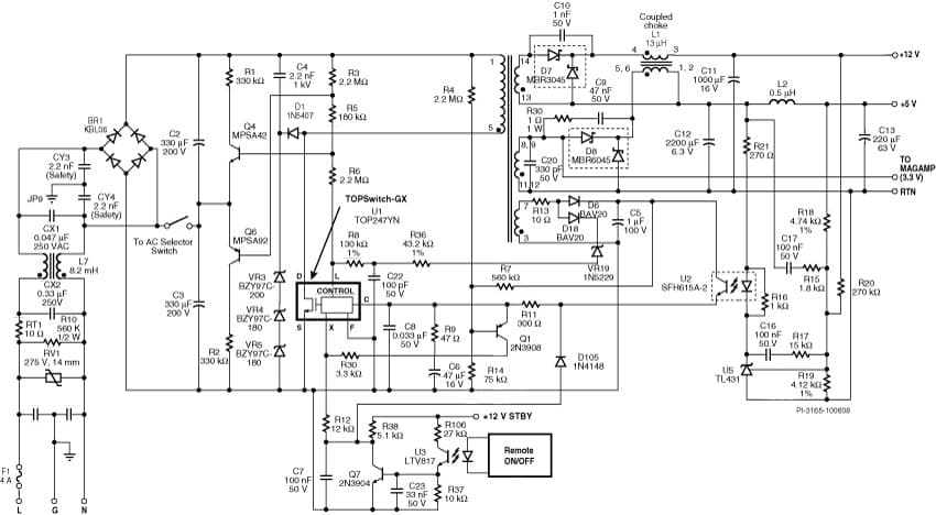 DI-20, TOP247YN, 145W PC Main ATX Supply Reference Design