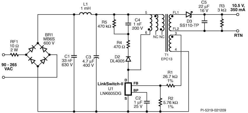 DI-206, LNK605DG, 3.67W LED Driver Reference Design