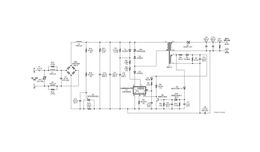 RDR-195, High Efficiency (=85%), High Power Factor (>0.9) TRIAC Dimmable 14W LED Driver Using LinkSwitch-PH LNK406EG