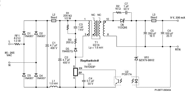 DI-77, TNY263P 3W Adapter: <200 mW No-Load Consumption