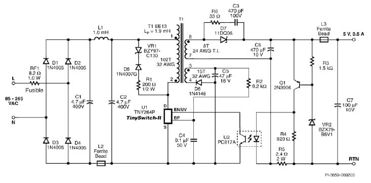 DI-84, TNY264P, 3W Charger: <30 mW No-load Consumption