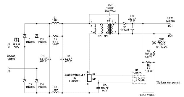 DI-89, LNK362P, Low Cost 2W CV Power Adapter