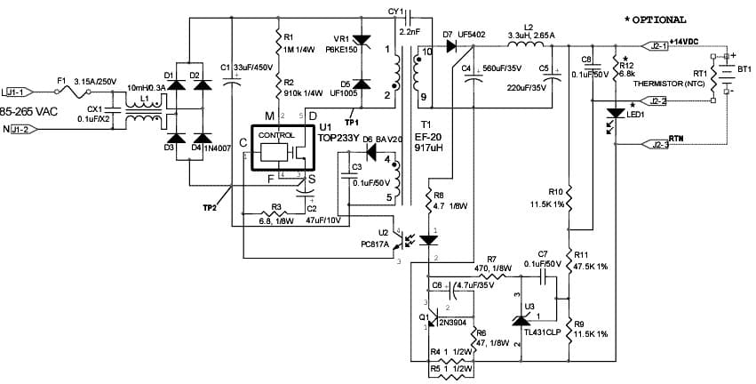 EPR-10, 15W, Universal Input, Single Output, Isolated Converter with TOP233Y (EP-10)