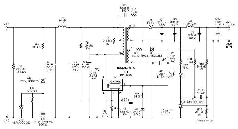 EPR-68, 6.6W DC-DC Flyback Converter Using DPA-Switch (DPA423G)