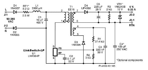 EPR-85, 2W Charger Reference Design using LinkSwitch-LP (LNK564P)