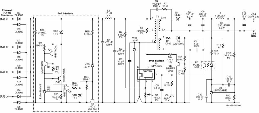 EPR-86, 6.6W Multi-Class Powered Device (PD) for Power over Ethernet (PoE) Using DPA-Switch (DPA423G)