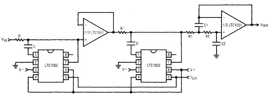 Very Low Offset, 12'th Order, Max Flat low pass Filter Using Two LTC1062s