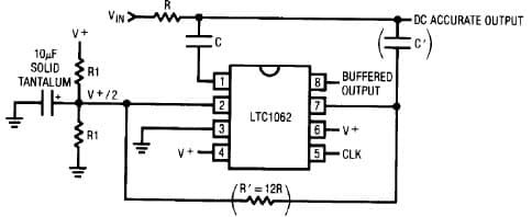 Single Supply Operation of the LTC1062, Versatile, DC Accurate, Instrumentation low pass Filter