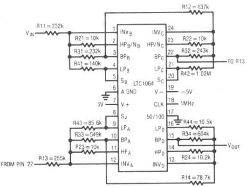 LTC1064, 10.2kHz 8th Order Bandpass Filter