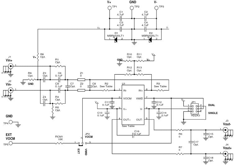 DC962A-E, Demonstration Board using LT6600-20, 20-MHz Fully Differential low pass Filter