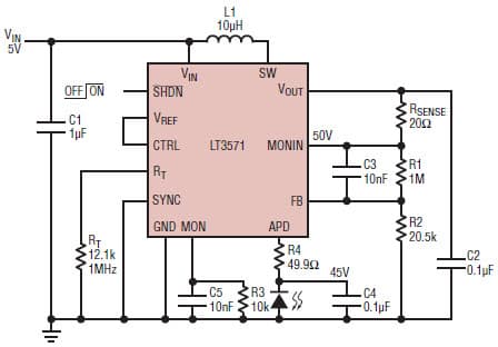 LT3571, Low noise APD bias supply