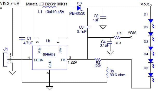 5-LEDs Backlight LED Driver for LCD Backlighting