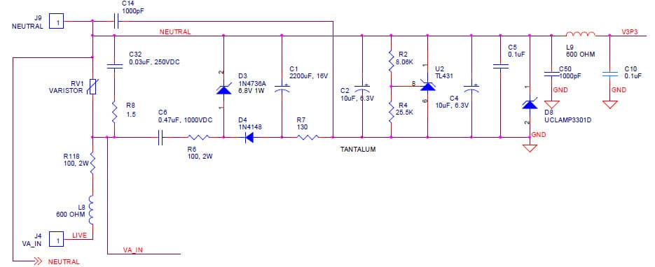 71M652X, Power Meter Demo Board for standard capacitive power supply