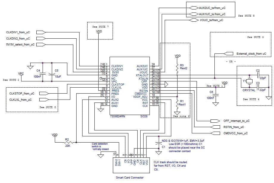 Migrating from the Teridian 73S8024RN to the 73S8009R for 2.7V to 5.5V, 4.75V to 5.5V Adapter Card