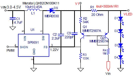 4-LEDs Backlight LED Driver for LCD Backlighting