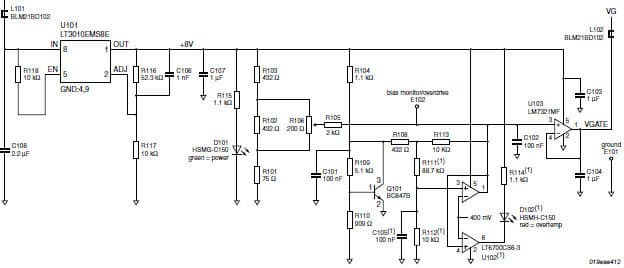 174-MHz to 230-MHz DVB-T Power Amplifier Application Circuit with the BLF881