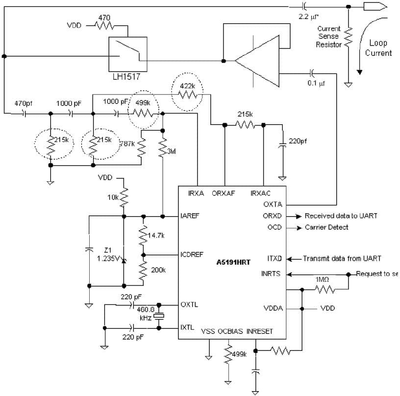 FSK Modem Application Circuit for Modem