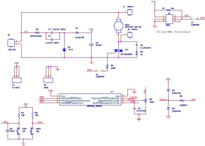 Z8 MCU Development System for FAN Motor