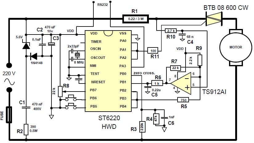 Improved sensorless control with the ST62 MCU for Universal Motor