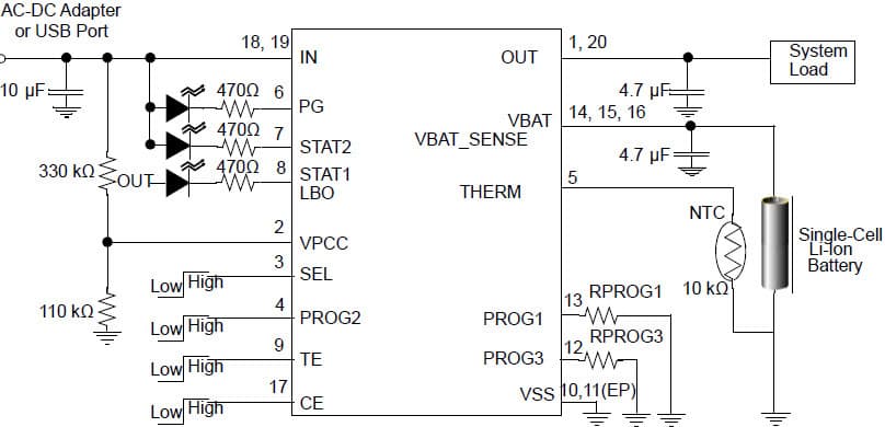 1-Cell, Lithium-Ion/Lithium-Polymer Battery Charger for Portable Consumer Electronics