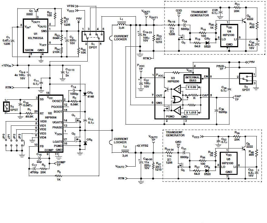 HIP6200EVAL1, DC-DC converter Evaluation Kit featuring HIP6200 and uses HIP6004 PWM controller, Which is suited for desktop applications