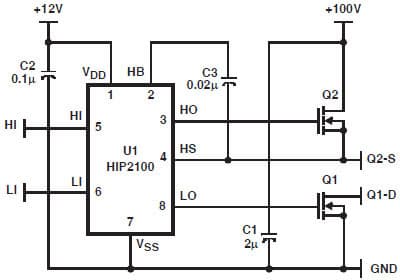 HIP2100EVAL, General Purpose Design Tool is a very simple Evaluation Board for featuring HIP2100