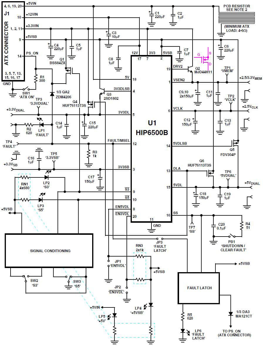 2.5V, 2.5/3.3V, 3.3V, 3.3V, 5V DC to DC Multi-Output Power Supply for ATX Power Supply