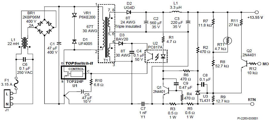 DI-2, TOP224P, Lead Acid Battery Charger Reference Design