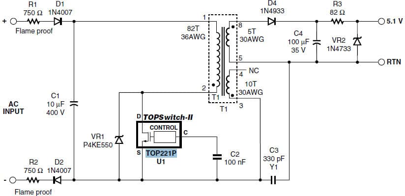 DI-3, TOP221P, 100mW Burst Mode Flyback for Industrial Bias