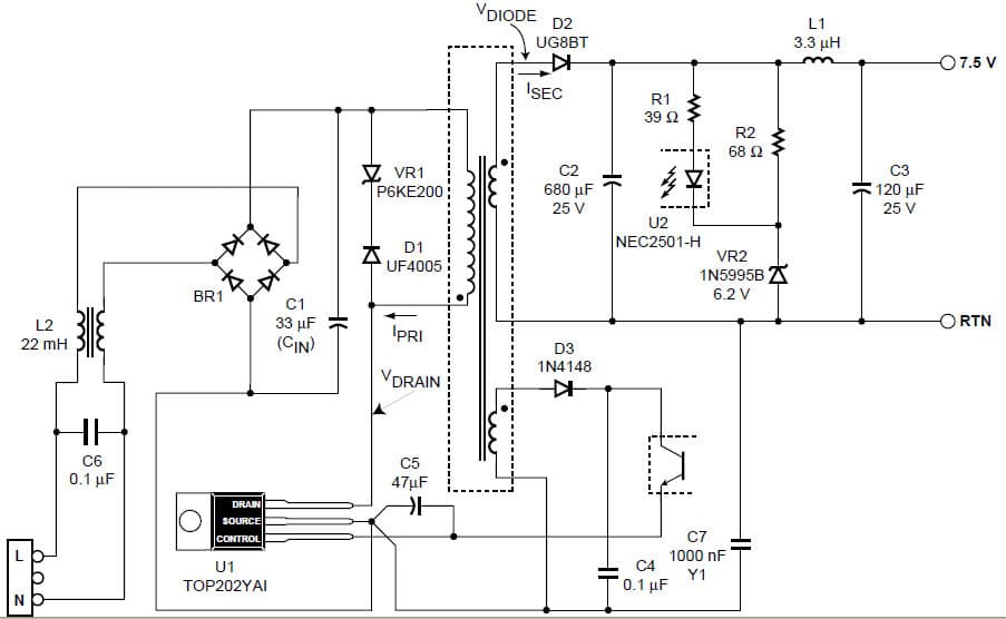 Flyback Transformer Design For TOP202 Power Supplies