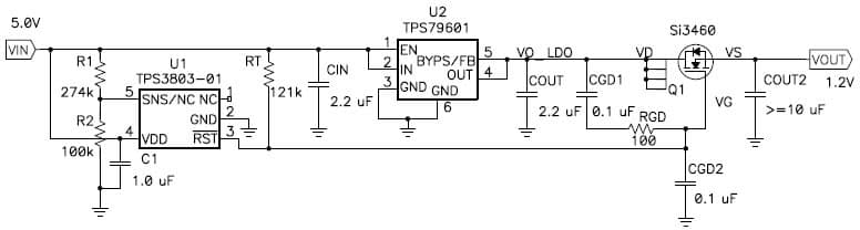 1.2V Monotonic, Inrush Current Limited Start-Up Application Circuit for Linear Regulator