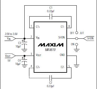 MAX619EVKIT-SO, Evaluation Kit for MAX619 3 to 5V DC to DC Single Output Power Supply for Portable