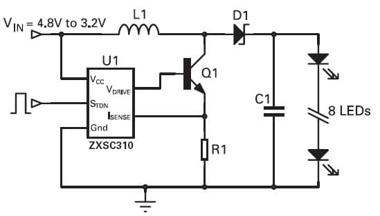 8-LEDs White LED Driver for Emergency LED lighting