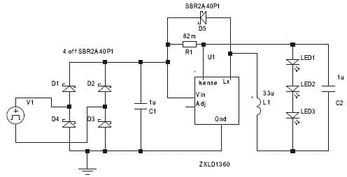 3-LEDs White LED Driver for Automotive Lighting