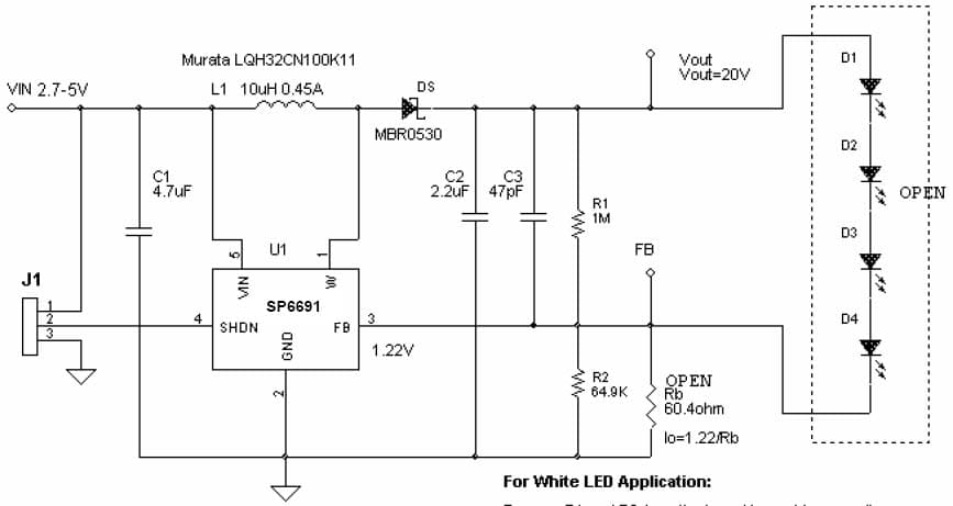 4-LEDs White LED Driver for Portable Computers