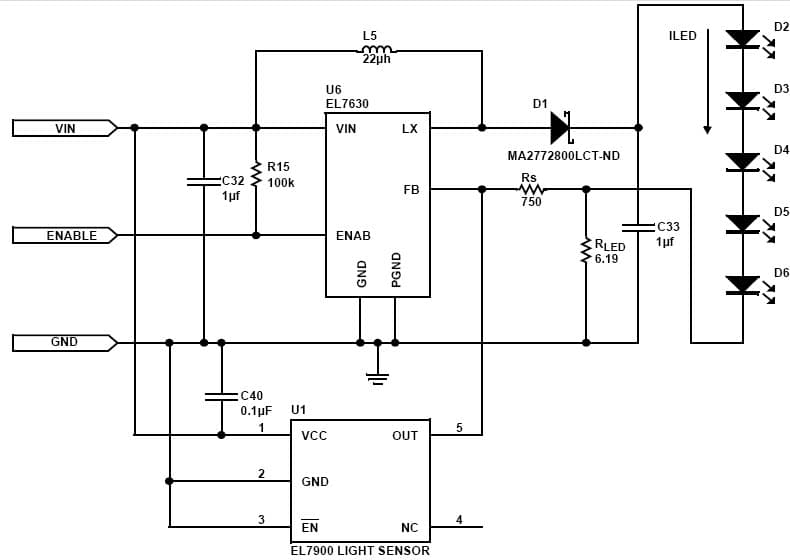 5-LEDs White LED Driver for Cellular Phone