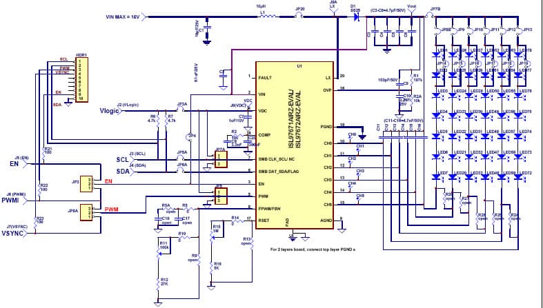 42-LEDs General LED Driver for LCD Backlighting