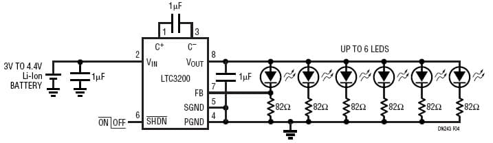 6-LEDs White LED Driver for Wireless