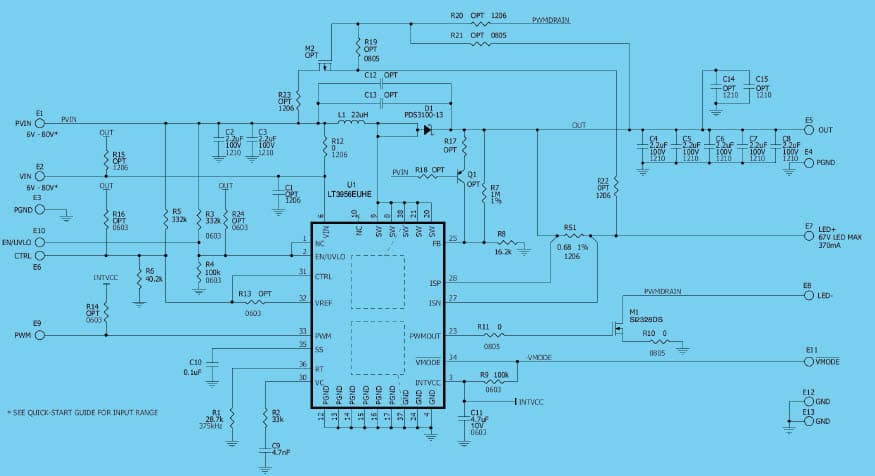 LT3956UHE Demo Board, 80Vin, 80Vout Constant-Current, Constant-Voltage Converter